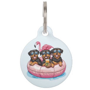 Summer Rottweiler Hunde Flamingo Pool Tube Haustiermarke