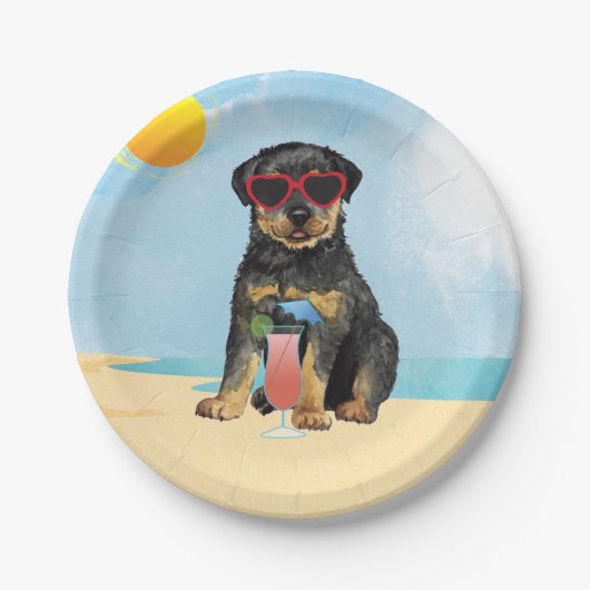 Summer Rottweiler Pappteller (Vorderseite)