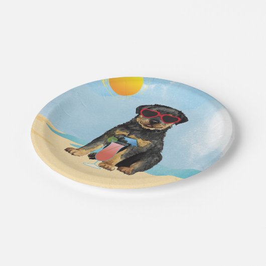 Summer Rottweiler Pappteller (Schrägansicht)