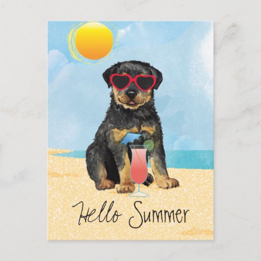 Summer Rottweiler Postcard Postkarte (Vorderseite)