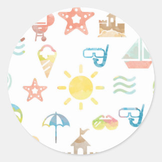 Summer Round Sticker - Klassischer Glossy Sticker