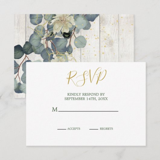 Summer Rustic Holz Elegante Gold Wedding RSVP Karte (Vorne/Hinten)