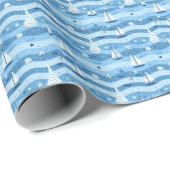Summer Sailboats Beach Nautical Gift Wrapping Wrap Geschenkpapier (Rolleneckpunkt)
