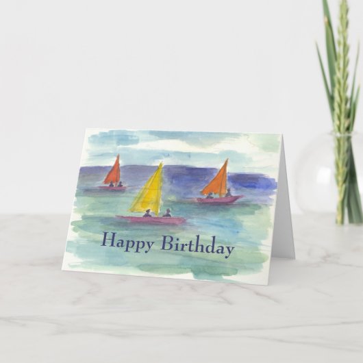 Summer Sailing Happy Birthday Card Karte (Vorderseite)