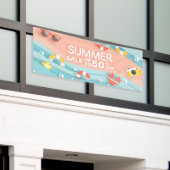 Summer Sale Beach Shop 50 % Rabatt beim Verkauf Banner (Äußeres Gebäude)