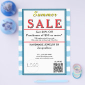 Summer Sale Blue White Watercolor Red Heart Flyer (Einzeln)
