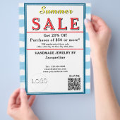 Summer Sale Blue White Watercolor Red Heart Flyer (Hand)