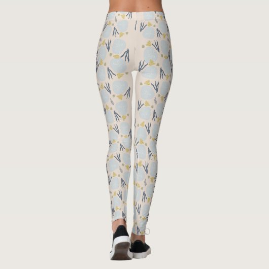 Summer Sand Dollar Botanical Beach Pattern Legieru Leggings (Rückseite)