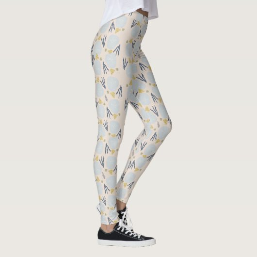 Summer Sand Dollar Botanical Beach Pattern Legieru Leggings (Rechts)