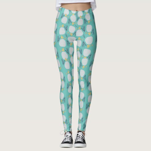 Summer Sand Dollar Botanisches Beach Pattern Leggings (Vorderseite)