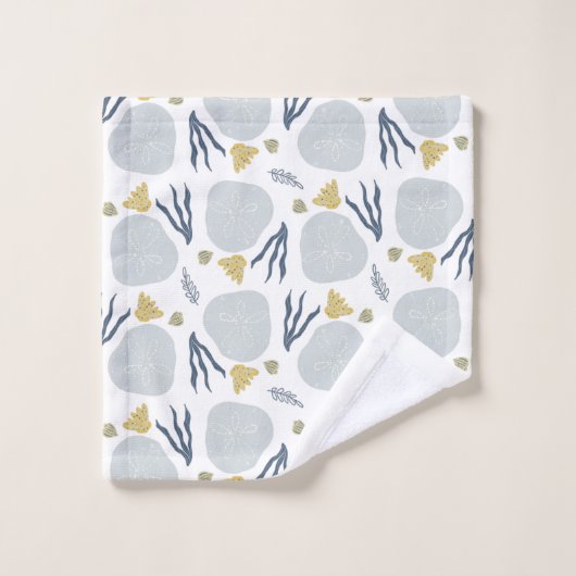Summer Sand Dollar Seashells Beach Pattern Badhandtuch Set (Waschlappen)