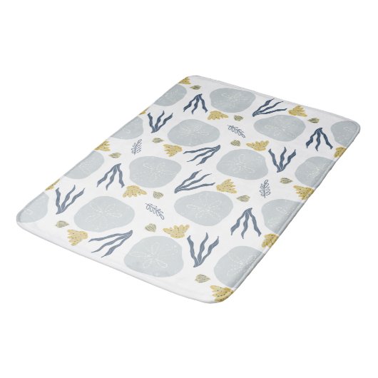 Summer Sand Dollar Seashells Beach Pattern Beach Badematte (Schrägansicht)
