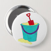 Summer Sand Tocket Shovel Pail Beach Party Button (Vorne & Hinten)