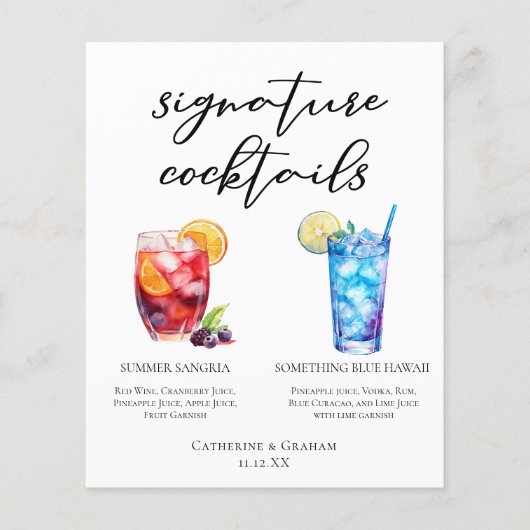 Summer Sangria Blue Beach Signature Cocktails Menü (Vorderseite)