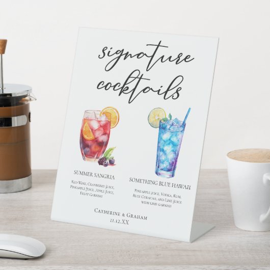 Summer Sangria Blue Beach Signature Cocktails Menü Sockelschild (In SItu)
