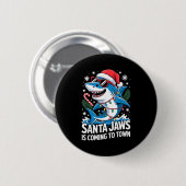 Summer Santa Jaws Vacation Christmas In July Shark Button (Vorne & Hinten)