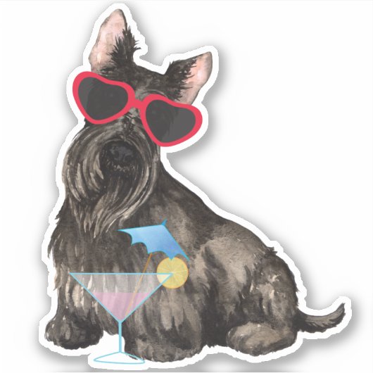 Summer Scottish Terrier Vinyl Sticker (Vorderseite)
