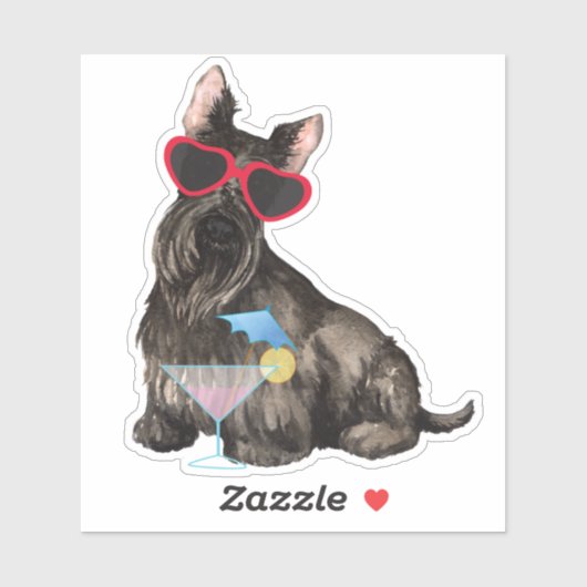 Summer Scottish Terrier Vinyl Sticker (Blatt)