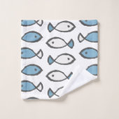 Summer Sea Blue White Fishing Patches Badhandtuch Set (Waschlappen)