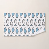 Summer Sea Blue White Fishing Patches Badhandtuch Set (Handtuch)