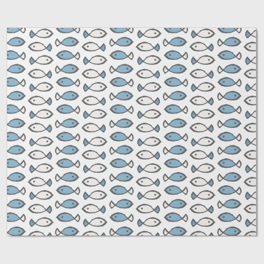 Summer Sea Blue White Fishing Patches Geschenkpapier (Flach)