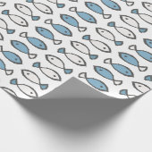 Summer Sea Blue White Fishing Patches Geschenkpapier (Ecke)