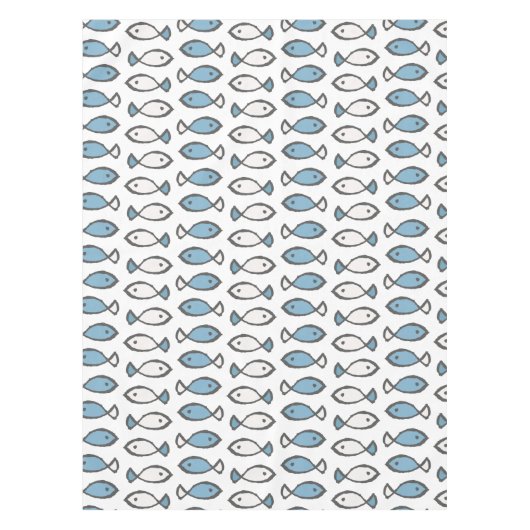 Summer Sea Blue White Fishing Patches Tischdecke (Vorderseite)