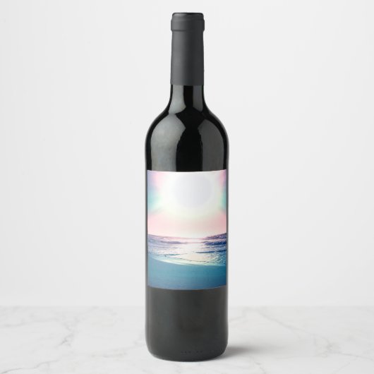 Summer Sea Sunset Tropical Beach Foto Weinetikett (Vorderseite)