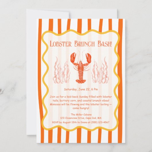 Summer Seafood Bash - Hummer Boil Brunch Einladung (Vorderseite)