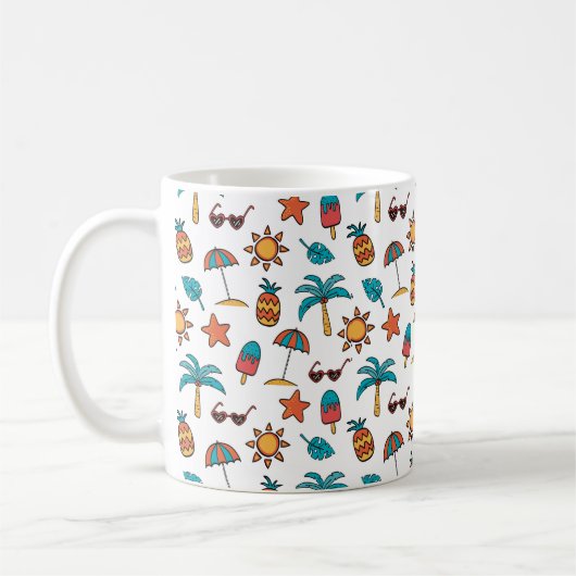 Summer Seamless Muster Hintergrund Kaffeetasse (Links)
