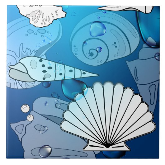 Summer Seashells Aqua Ocean Fliese (Vorderseite)