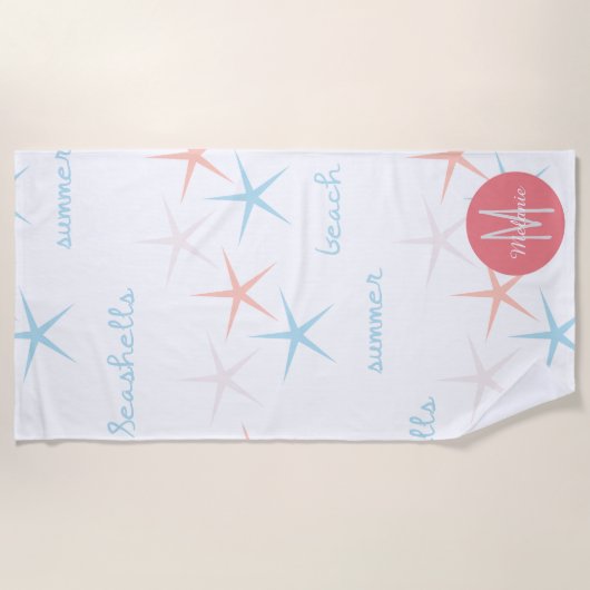 Summer Seashells Beach Starfish Strandtuch (Vorderseite)