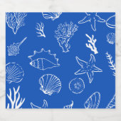 Summer Seashells Frame Beach Wedding Blue Bierflaschenetikett (Einzelnes Label)