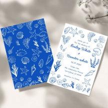 Summer Seashells Frame Beach Wedding Blue 