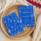  Summer Seashells Frame Beach Wedding Blue Einladung