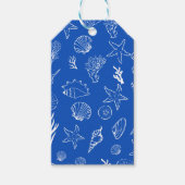 Summer Seashells Frame Beach Wedding Blue Geschenkanhänger (Vorderseite)