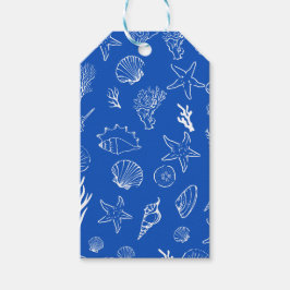 Summer Seashells Frame Beach Wedding Blue Geschenkanhänger