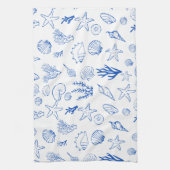 Summer Seashells Frame Beach Wedding Blue  Geschirrtuch (Vertikal)