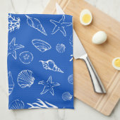 Summer Seashells Frame Beach Wedding Blue Geschirrtuch (Viertel Falte)