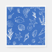 Summer Seashells Frame Beach Wedding Blue Serviette (Vorderseite)