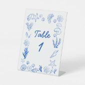 Summer Seashells Frame Beach Wedding Blue Sockelschild (Vorderseite)
