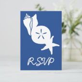 Summer Seashells in Blue RSVP Card Karte (Stehend Vorderseite)