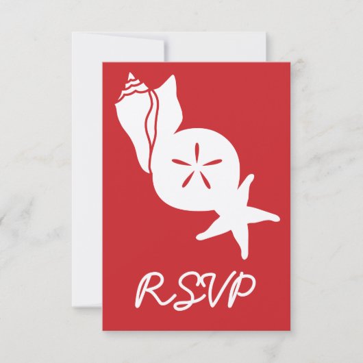 Summer Seashells in Cherry RSVP Card Karte (Vorderseite)