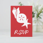 Summer Seashells in Cherry RSVP Card Karte (Stehend Vorderseite)