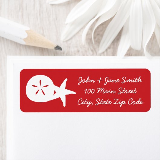 Summer Seashells in Cherry Rücksendeadresse Label (Insitu)