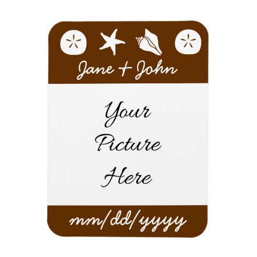 Summer Seashells in Chocolate Rett-the-Date Magnet (Vertikal)