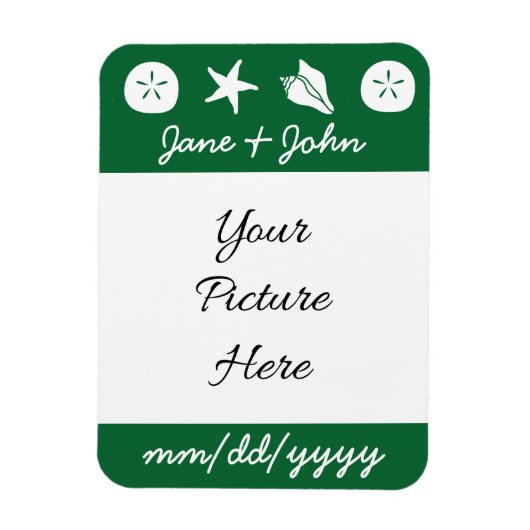 Summer Seashells in Green Rett-the-Date Magnet (Vertikal)
