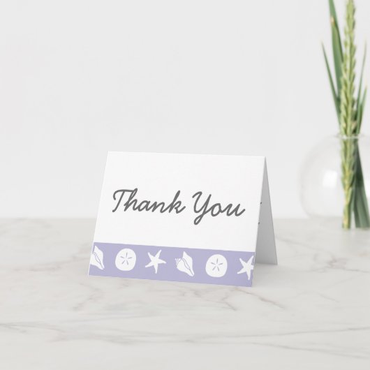 Summer Seashells in Lavender Danke-Card Dankeskarte (Vorderseite)
