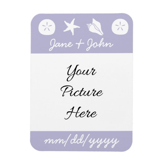 Summer Seashells in Lavender Rett-the-Date Magnet (Vertikal)