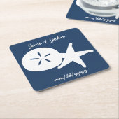 Summer Seashells in Navy Paper Untersetzer (angewinkelt)